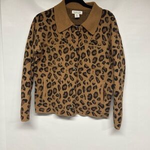 Rachel Zoe Tan Leopard Print Teddy Jacket